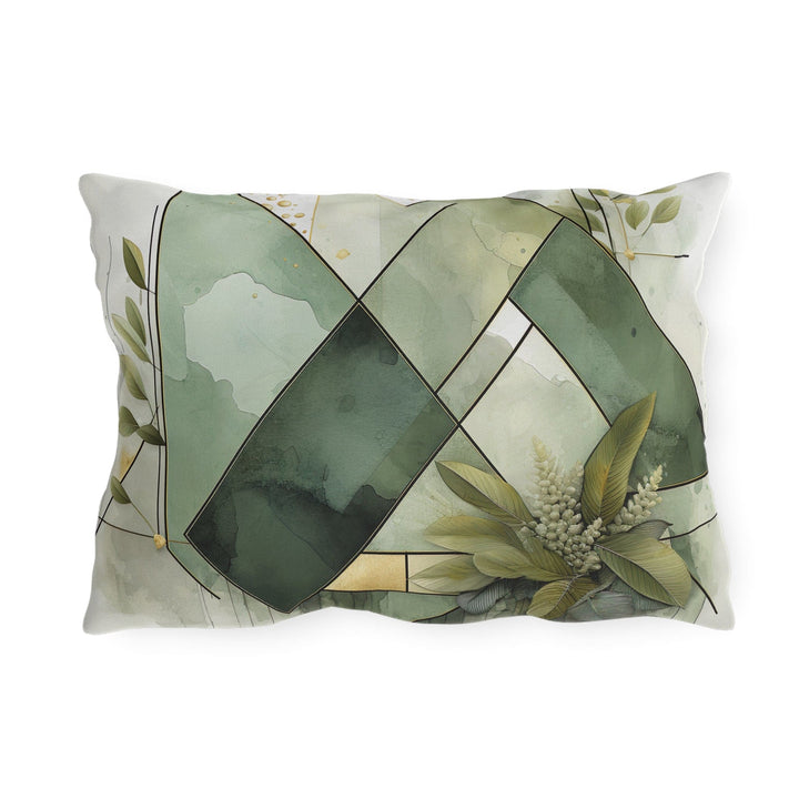 Decorative Indoor/outdoor Pillow - Olive Green Mint Leaf Geometric Style