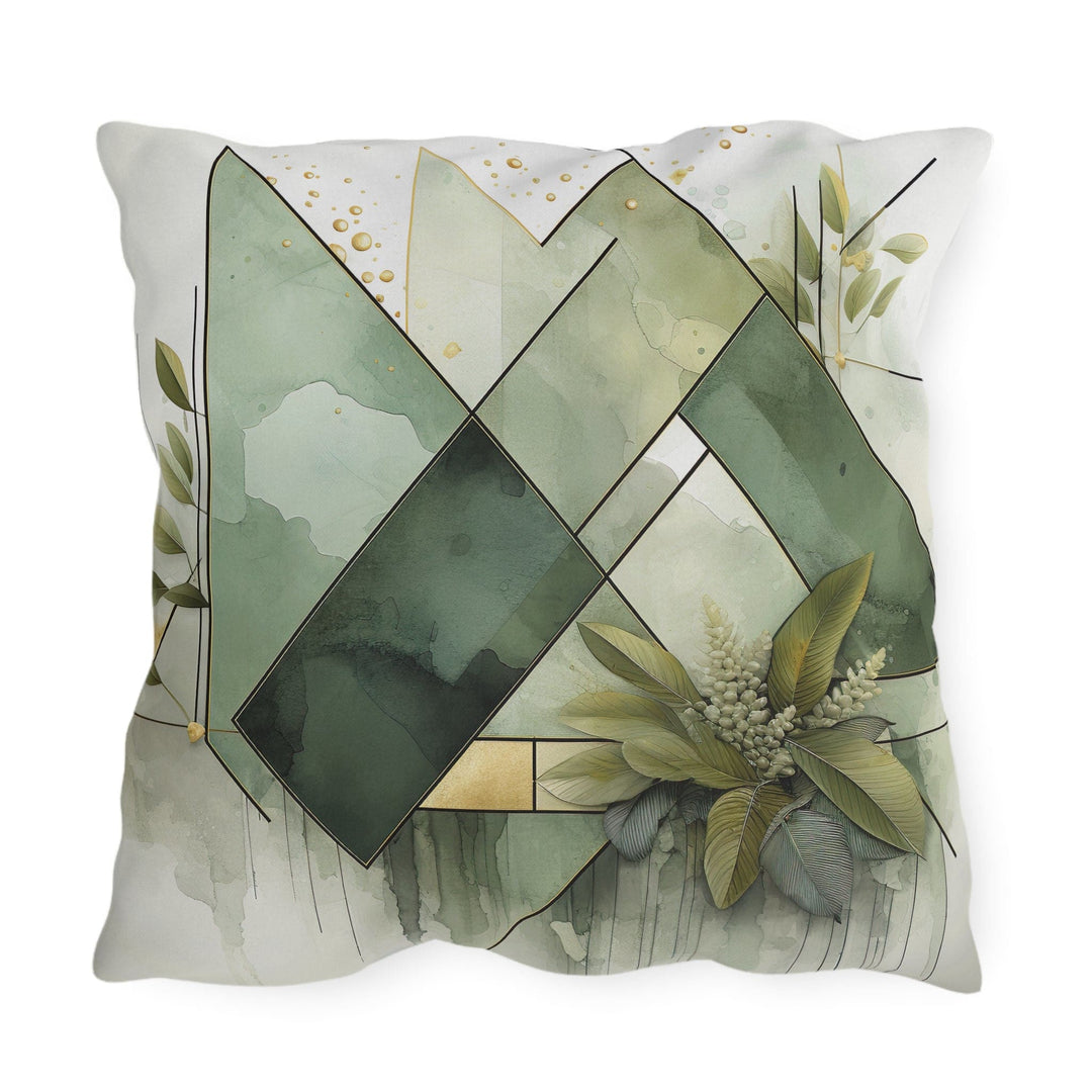Decorative Indoor/outdoor Pillow - Olive Green Mint Leaf Geometric Style