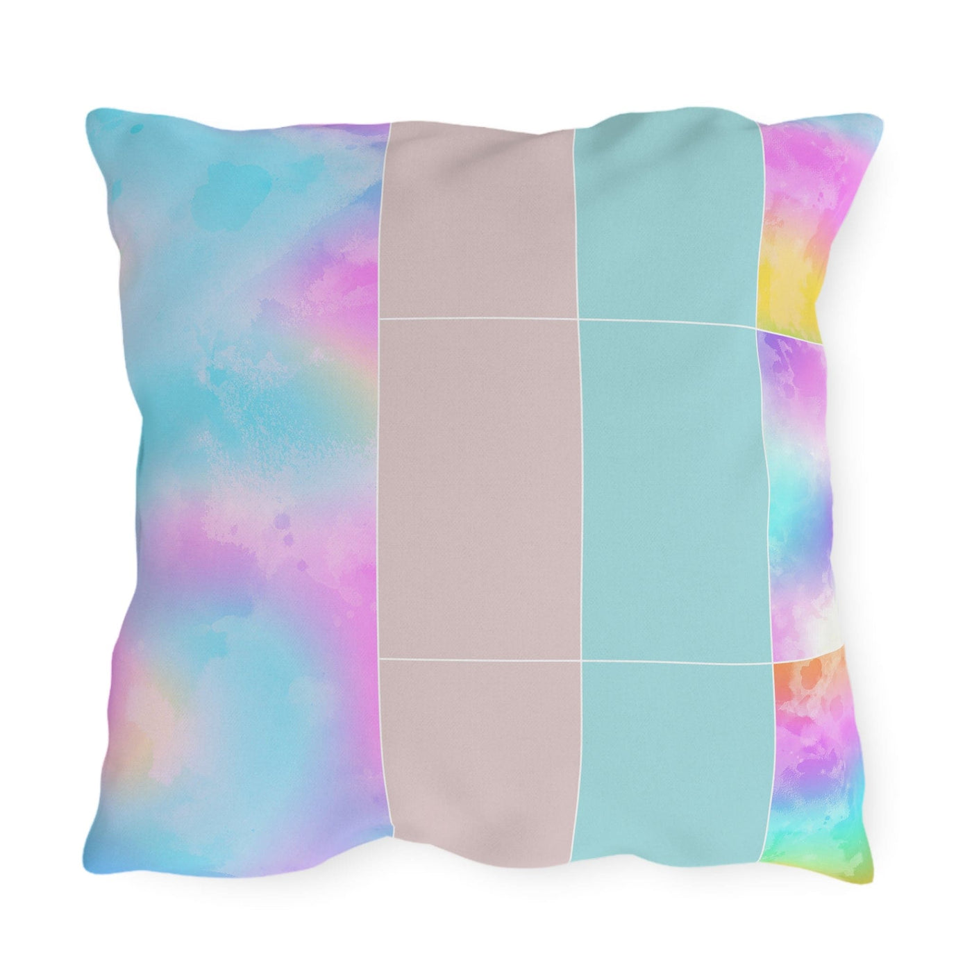 Decorative Outdoor Pillows - Set Of 2 Pastel Colorblock Watercolor Illustration