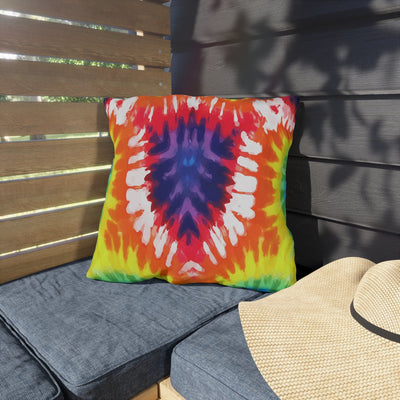 Decorative Outdoor Pillows - Set Of 2 Psychedelic Rainbow Tie Dye | Throw Indoor