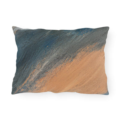 Decorative Outdoor Pillows With Zipper - Set Of 2 Abstract Blue Orange Grey