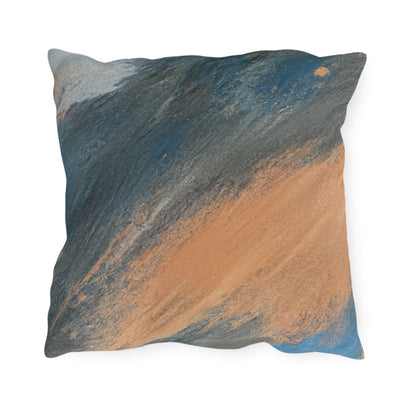 Decorative Outdoor Pillows With Zipper - Set Of 2 Abstract Blue Orange Grey