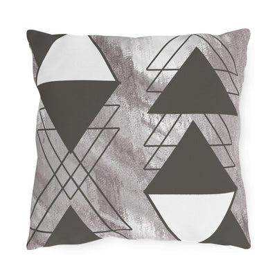 Decorative Outdoor Pillows With Zipper - Set Of 2 Ash Grey And White Triangular