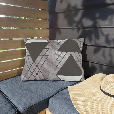 Decorative Outdoor Pillows With Zipper - Set Of 2 Ash Grey And White Triangular