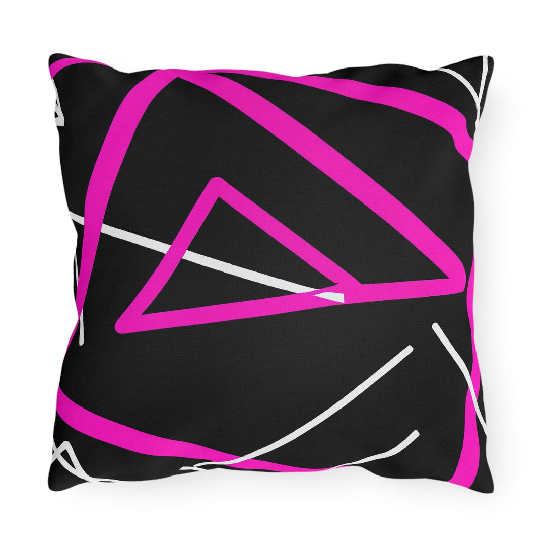 Decorative Indoor/outdoor Pillow Black and Pink Geometric Pattern - Decorative