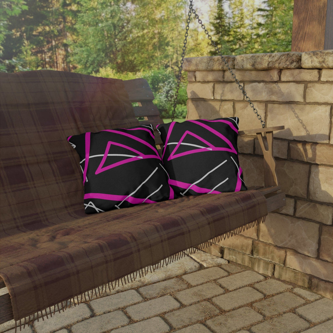 Decorative Indoor/outdoor Pillow Black and Pink Geometric Pattern - Decorative