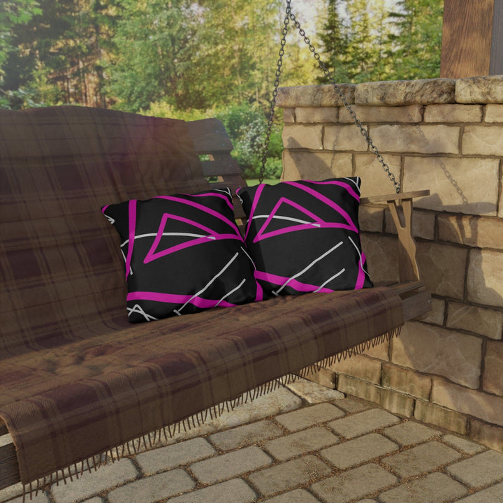 Decorative Indoor/outdoor Pillow Black and Pink Geometric Pattern - Decorative