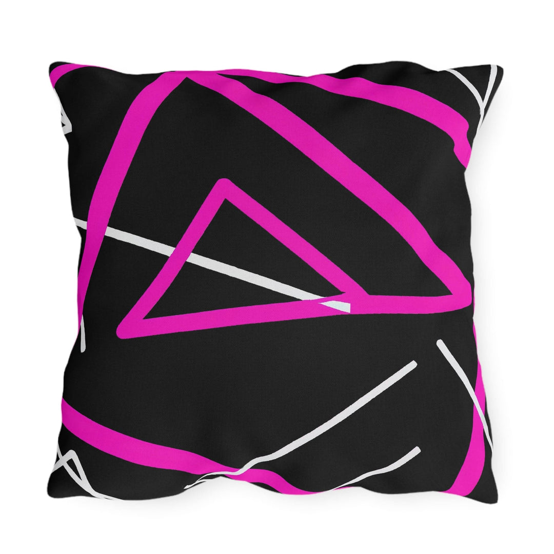 Decorative Indoor/outdoor Pillow Black and Pink Geometric Pattern - Decorative