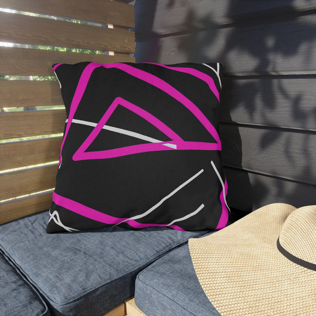 Decorative Indoor/outdoor Pillow Black and Pink Geometric Pattern - Decorative