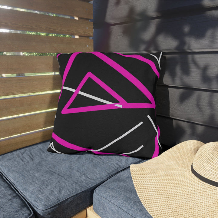 Decorative Indoor/outdoor Pillow Black and Pink Geometric Pattern - Decorative