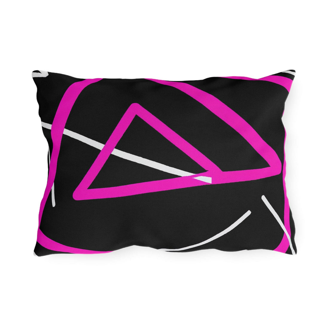 Decorative Indoor/outdoor Pillow Black and Pink Geometric Pattern - Decorative