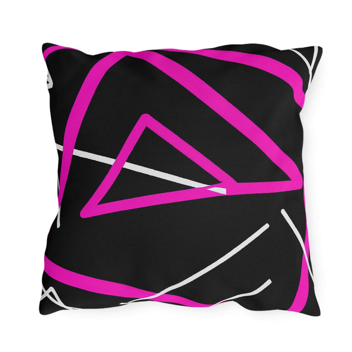 Decorative Indoor/outdoor Pillow Black and Pink Geometric Pattern - Decorative