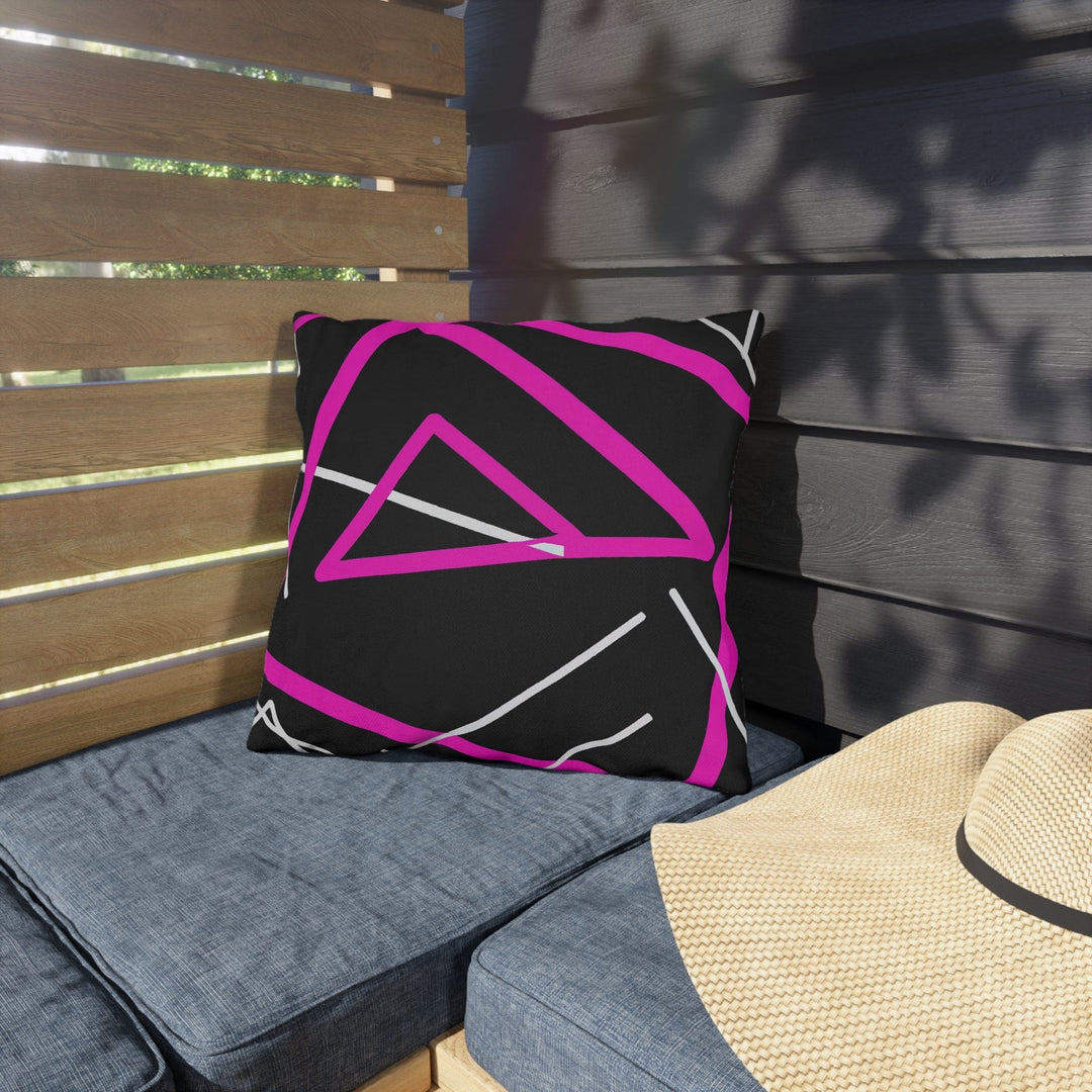 Decorative Indoor/outdoor Pillow Black and Pink Geometric Pattern - Decorative