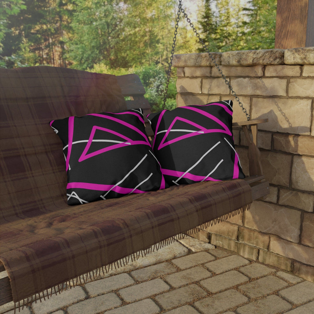 Decorative Indoor/outdoor Pillow Black and Pink Geometric Pattern - Decorative