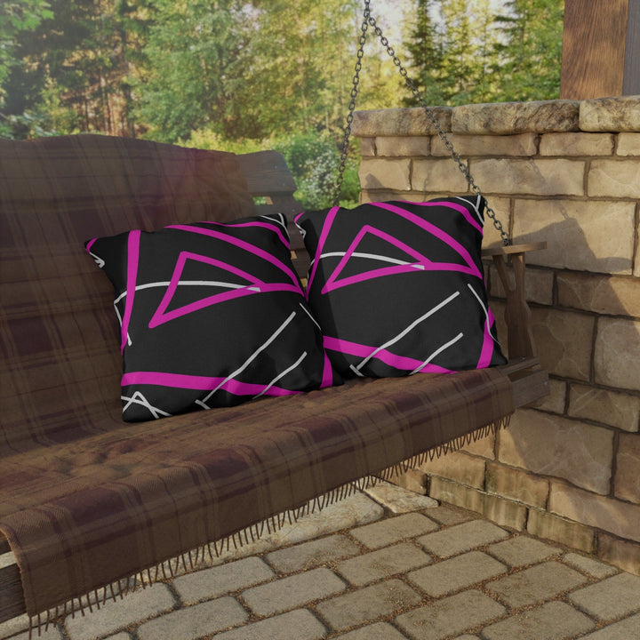 Decorative Indoor/outdoor Pillow Black and Pink Geometric Pattern - Decorative