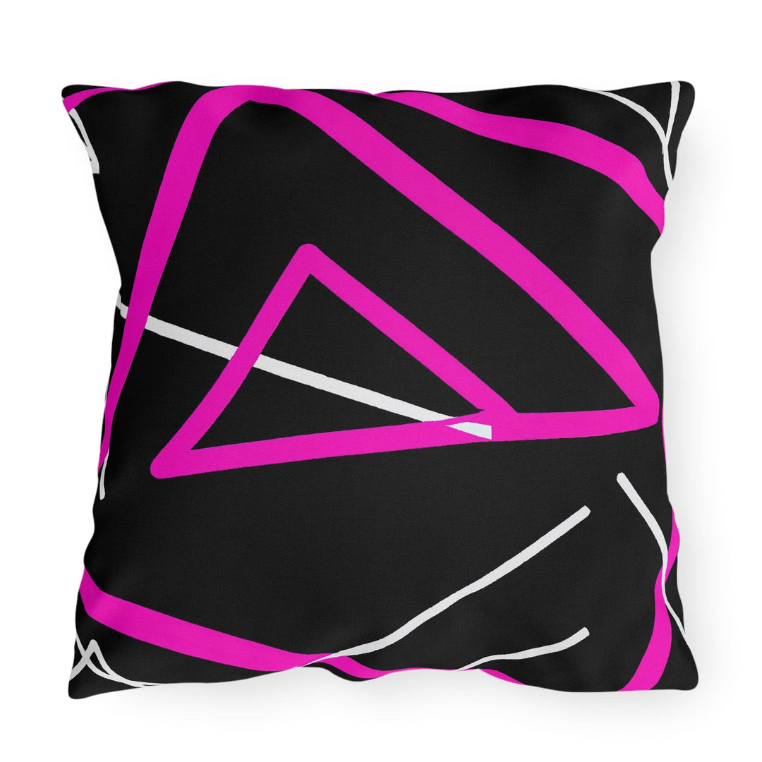 Decorative Indoor/outdoor Pillow Black and Pink Geometric Pattern - Decorative