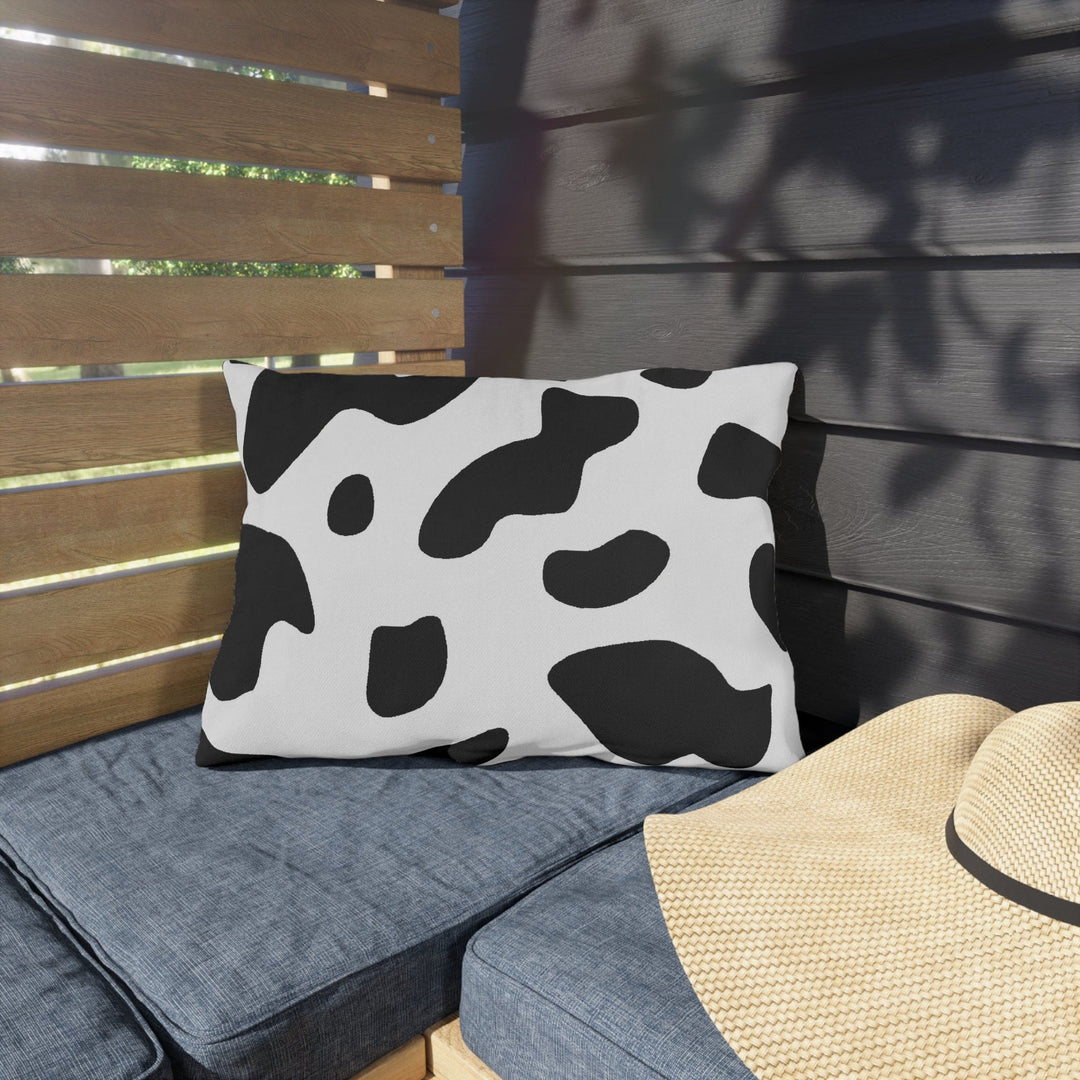 Decorative Indoor/outdoor Pillow Black and White Abstract Cow Pattern