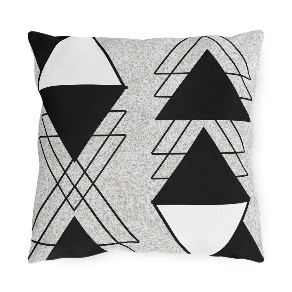 Decorative Indoor/outdoor Pillow Black White Grey Triangular Colorblock