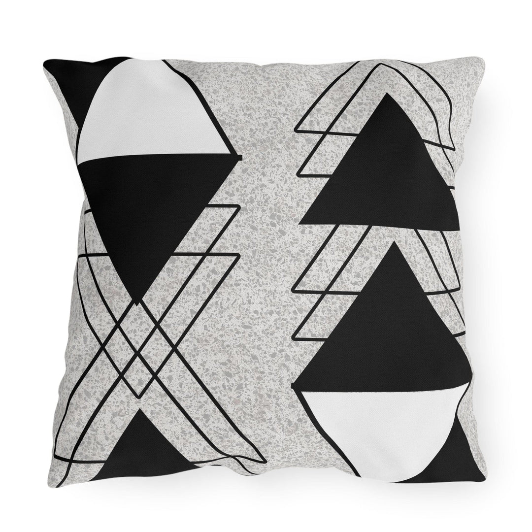 Decorative Indoor/outdoor Pillow Black White Grey Triangular Colorblock