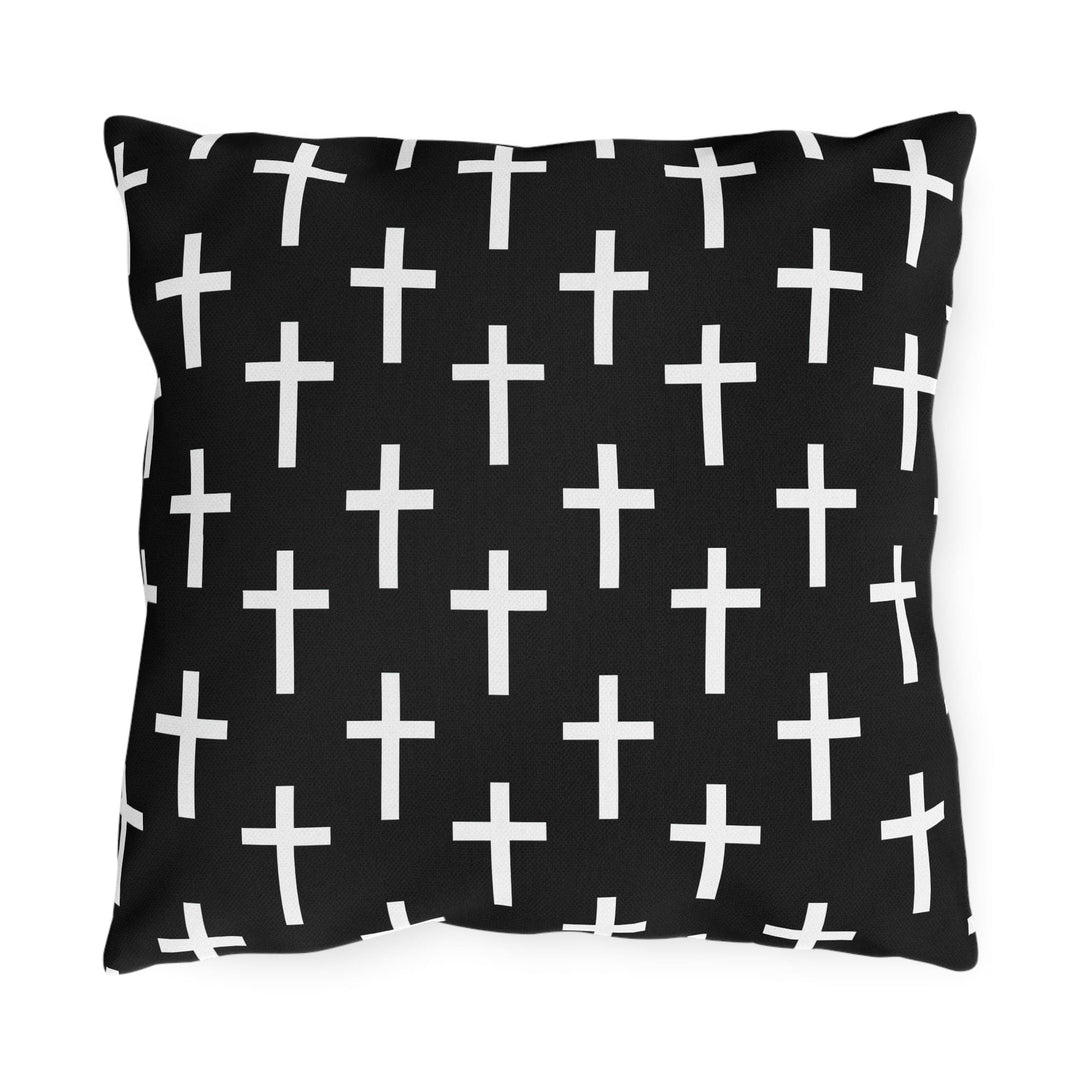 Decorative Indoor/outdoor Pillow Black and White Seamless Cross Pattern