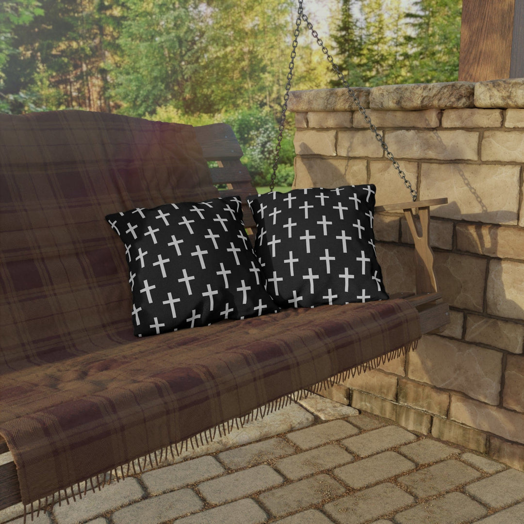 Decorative Indoor/outdoor Pillow Black and White Seamless Cross Pattern