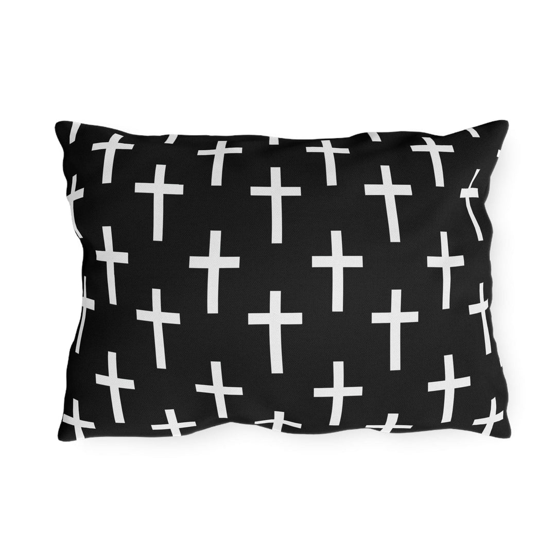 Decorative Indoor/outdoor Pillow Black and White Seamless Cross Pattern