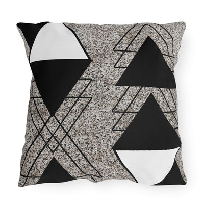 Decorative Outdoor Pillows With Zipper - Set Of 2 Black And White Triangular
