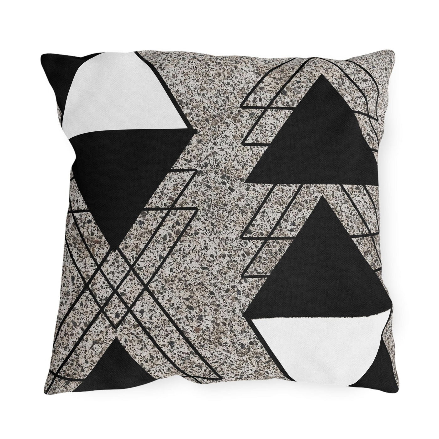 Decorative Outdoor Pillows With Zipper - Set Of 2 Black And White Triangular