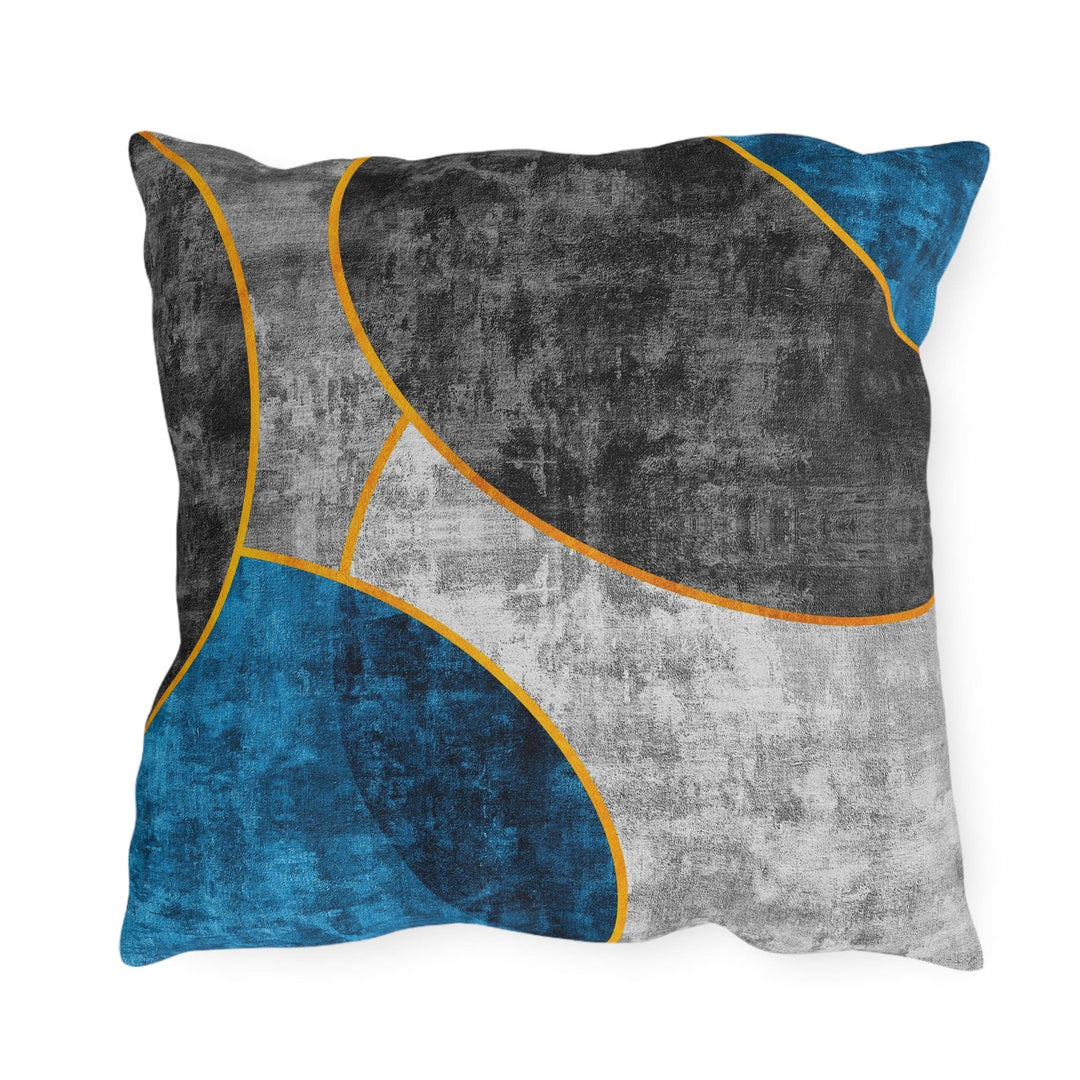 Decorative Indoor/outdoor Pillow Black Blue Circular Geometric Pattern