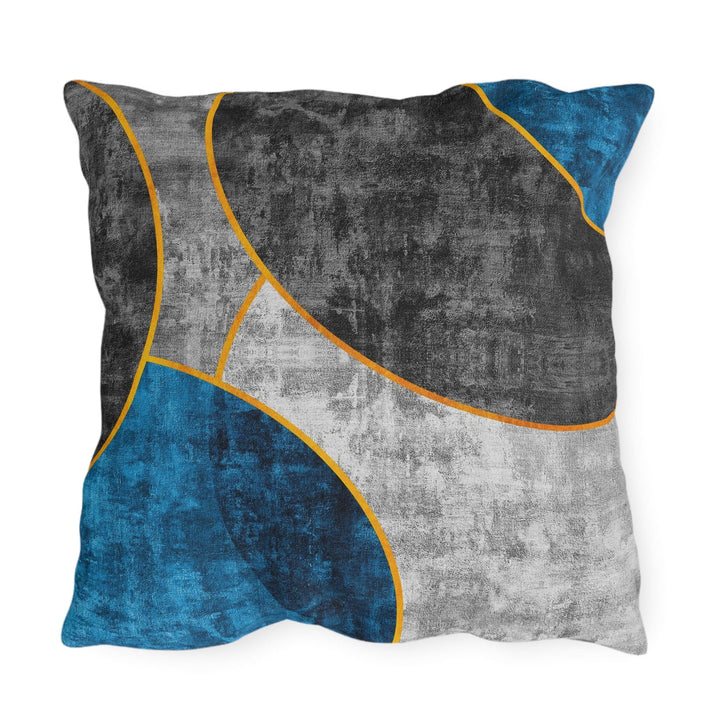 Decorative Indoor/outdoor Pillow Black Blue Circular Geometric Pattern