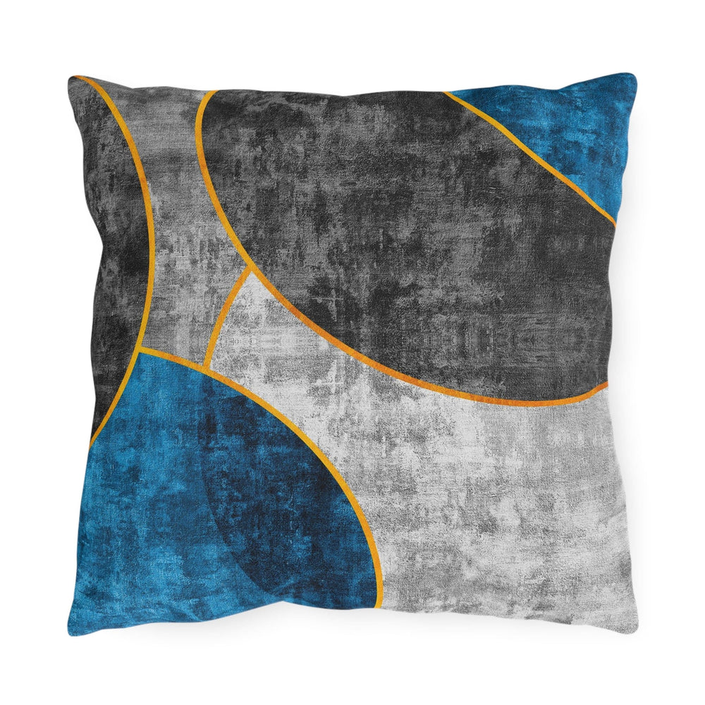 Decorative Indoor/outdoor Pillow Black Blue Circular Geometric Pattern