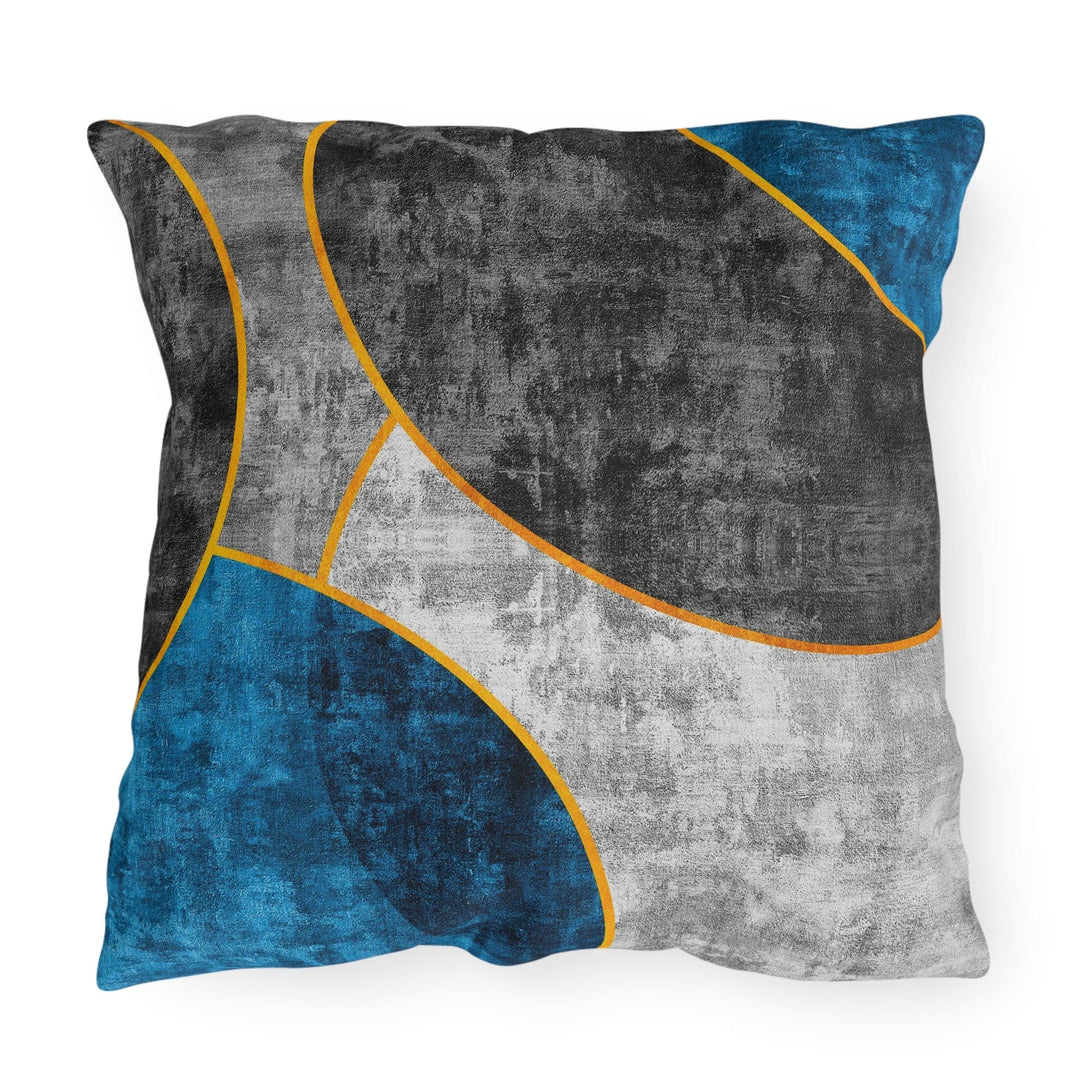 Decorative Indoor/outdoor Pillow Black Blue Circular Geometric Pattern