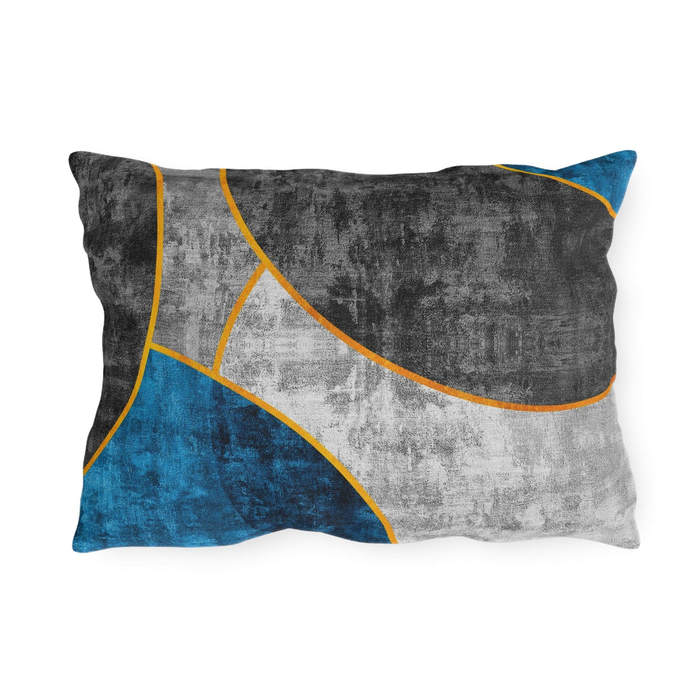 Decorative Outdoor Pillows With Zipper - Set Of 2 Black Blue Grey Circular