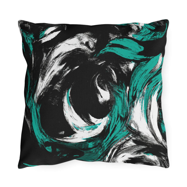 Decorative Indoor/outdoor Pillow Black Green White Abstract Pattern