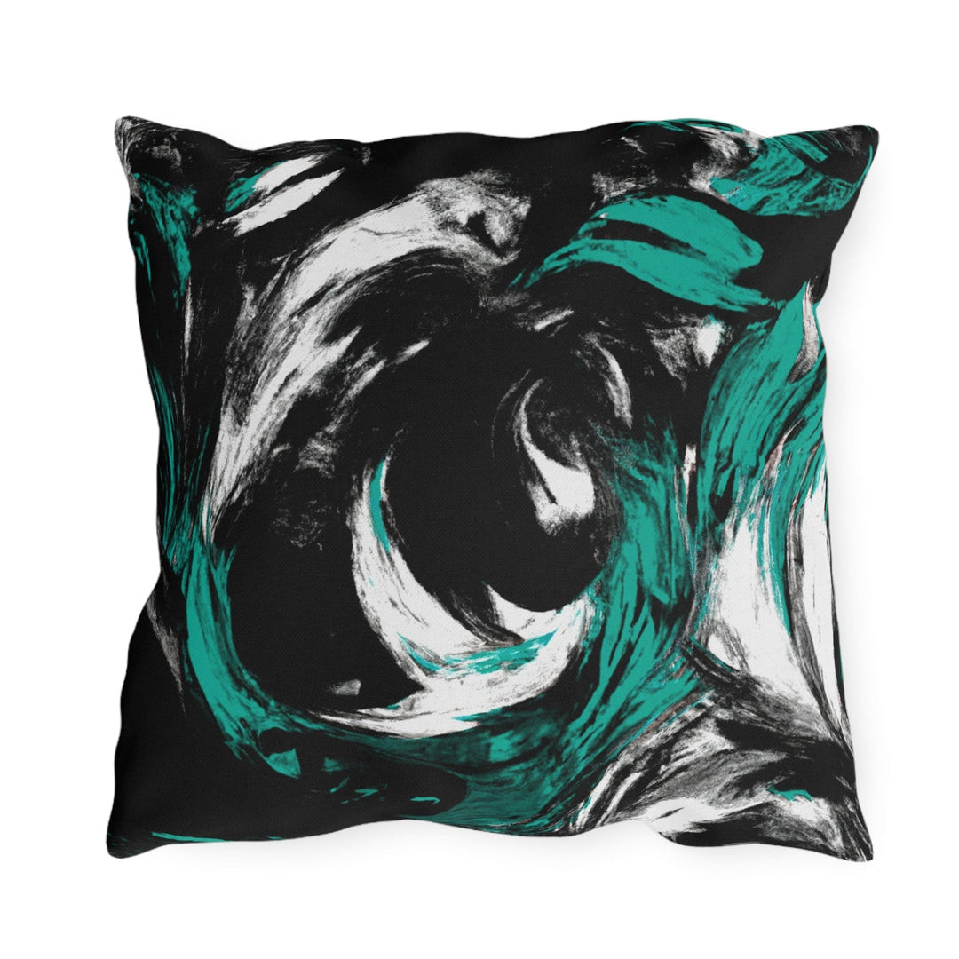 Decorative Indoor/outdoor Pillow Black Green White Abstract Pattern