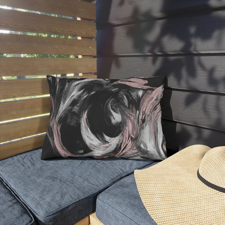 Decorative Indoor/outdoor Pillow Black Pink White Abstract Pattern - Decorative