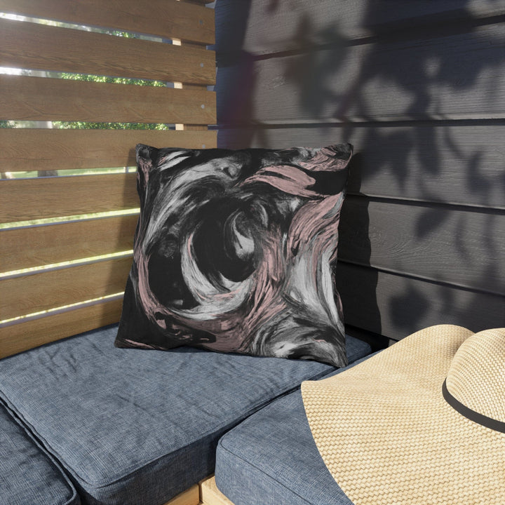 Decorative Indoor/outdoor Pillow Black Pink White Abstract Pattern - Decorative