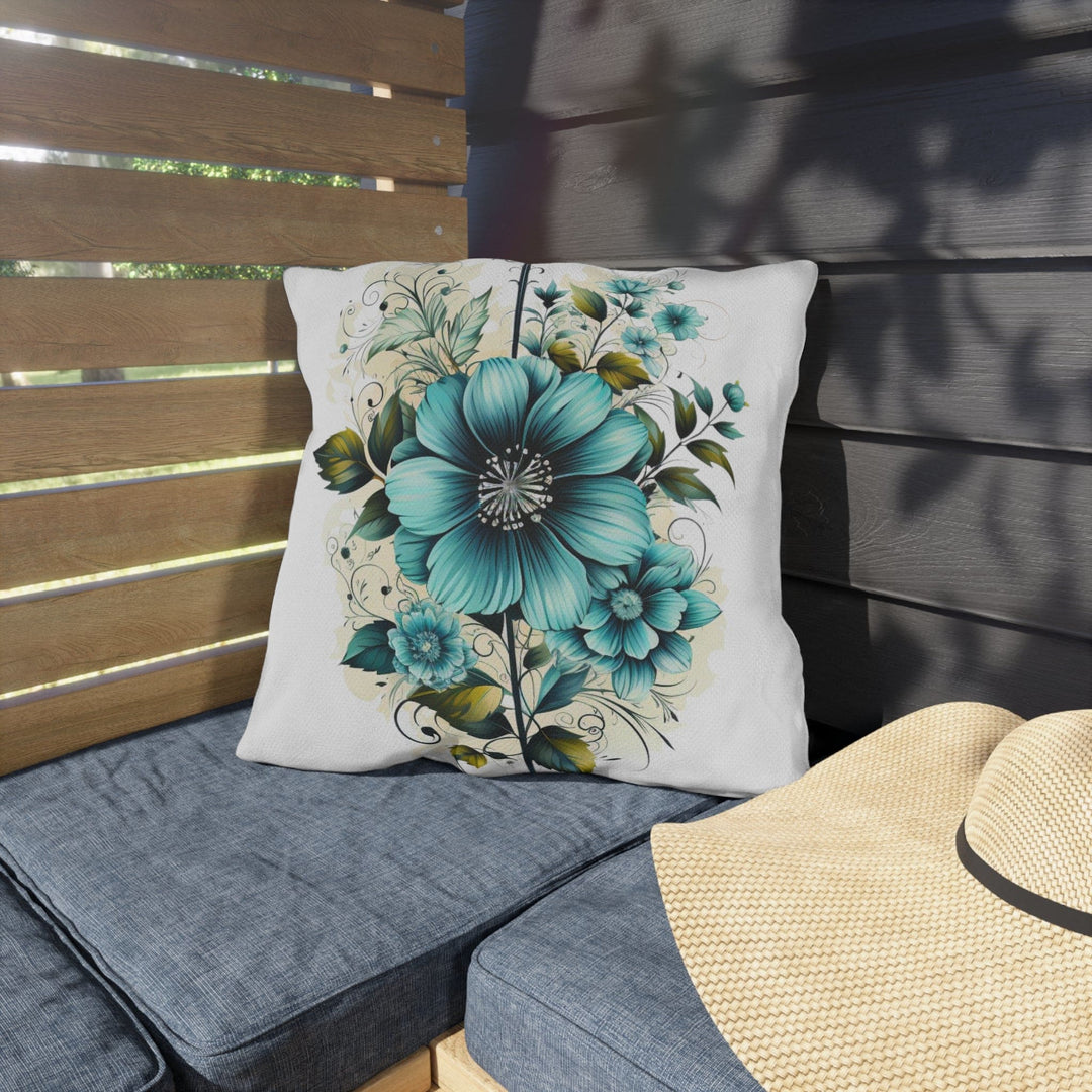 Decorative Indoor/outdoor Throw Pillow - Blue Green Floral Bouquet