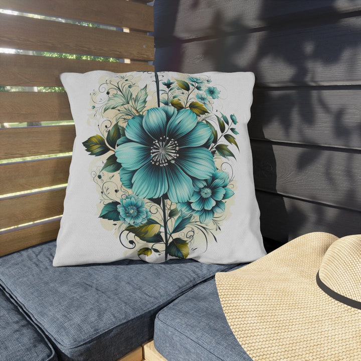 Decorative Indoor/outdoor Throw Pillow - Blue Green Floral Bouquet