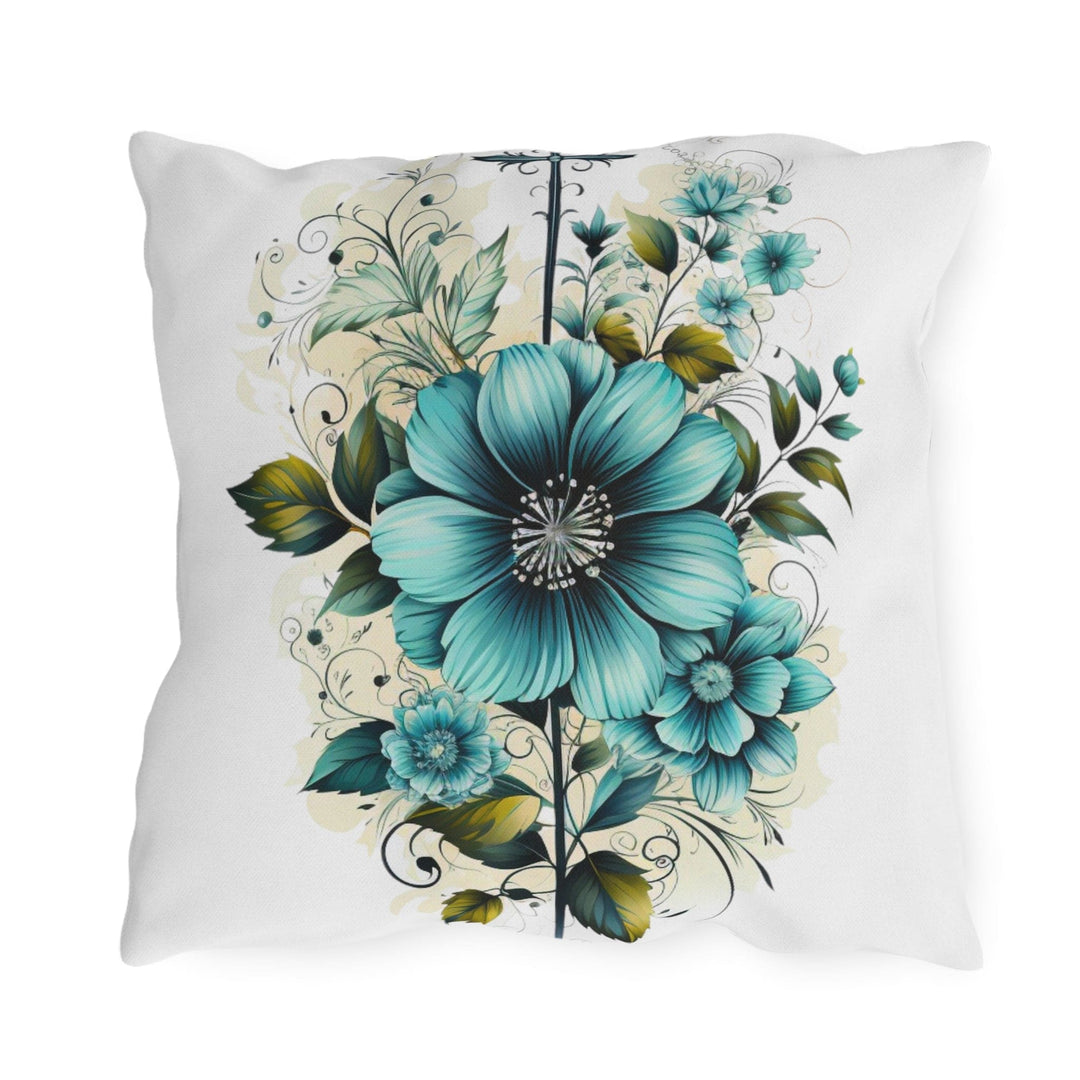 Decorative Indoor/outdoor Throw Pillow - Blue Green Floral Bouquet