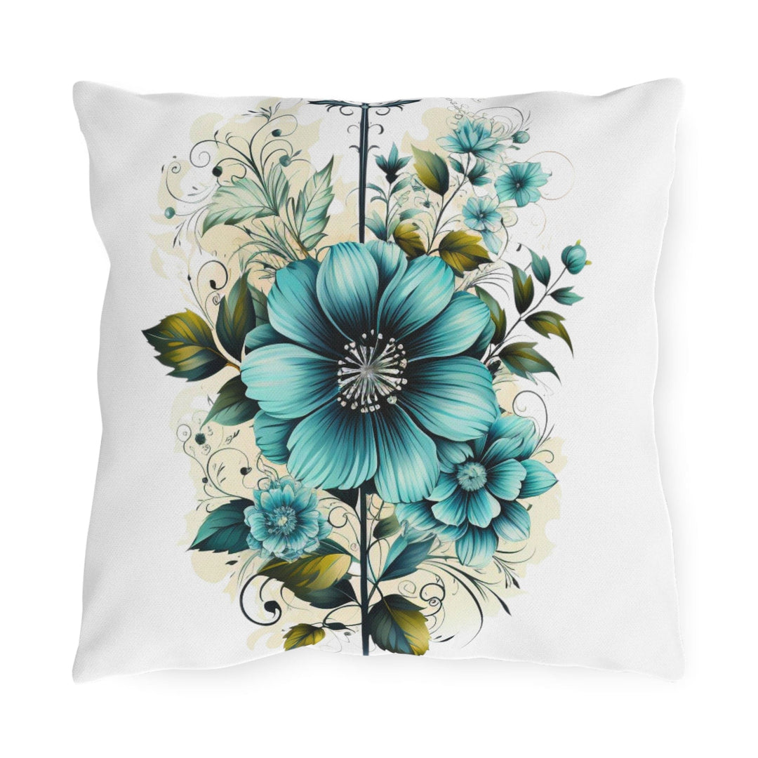 Decorative Indoor/outdoor Throw Pillow - Blue Green Floral Bouquet