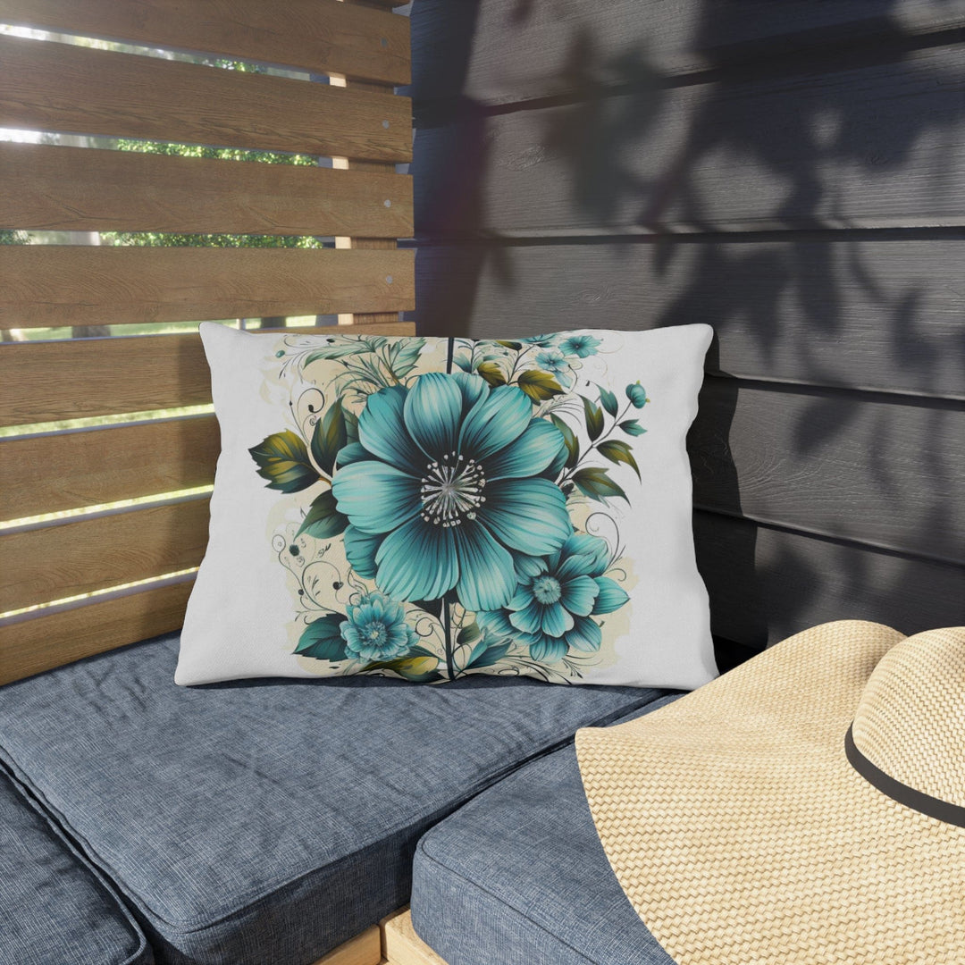 Decorative Indoor/outdoor Throw Pillow - Blue Green Floral Bouquet