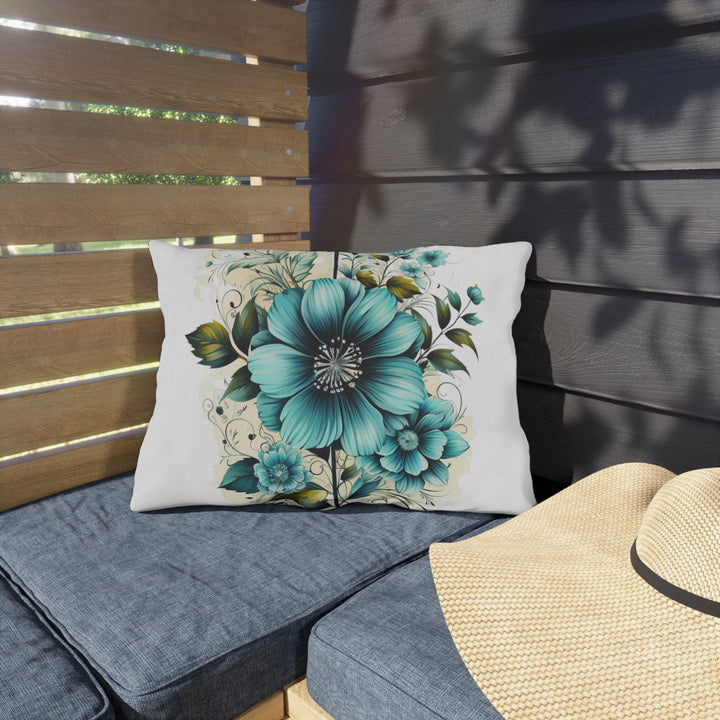 Decorative Indoor/outdoor Throw Pillow - Blue Green Floral Bouquet