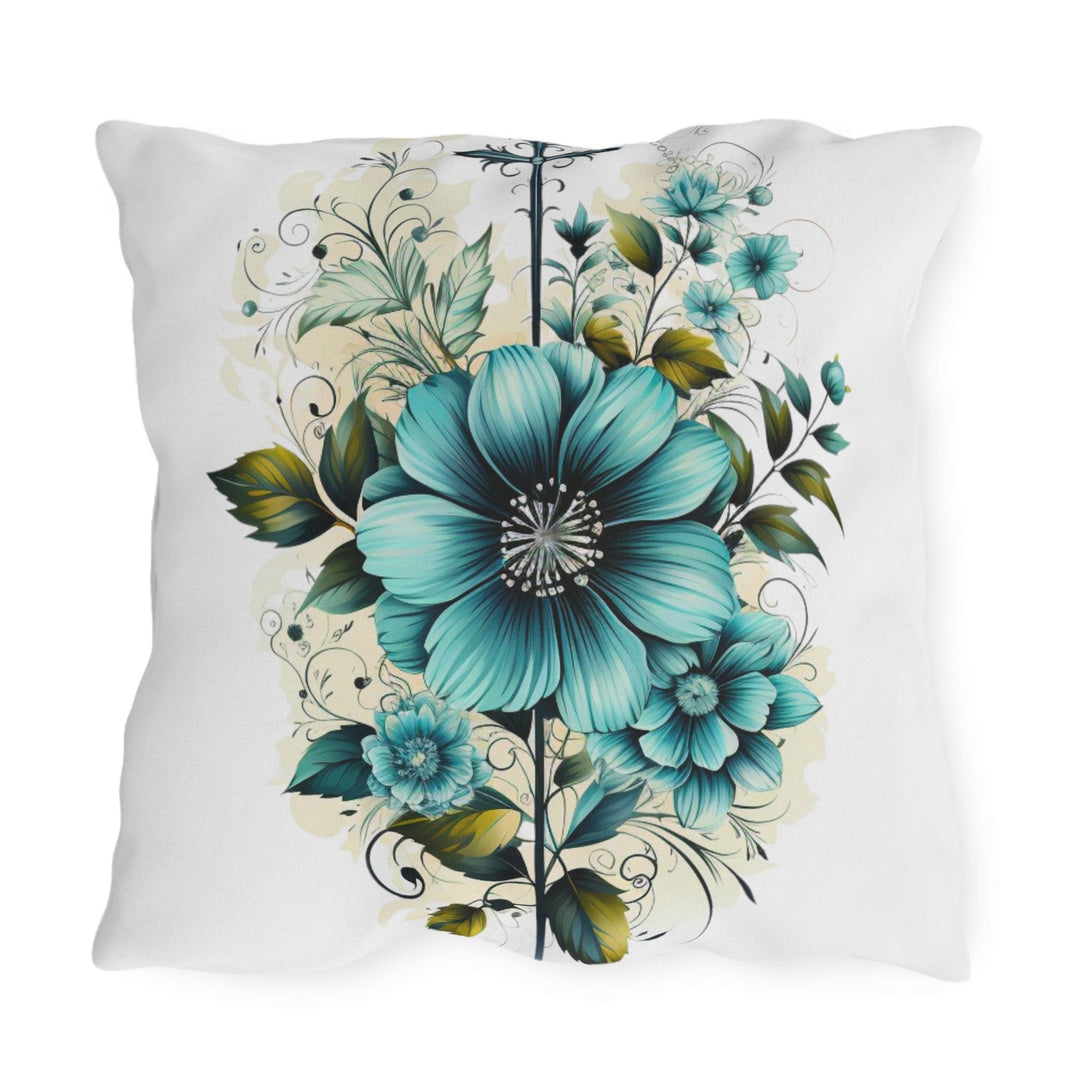 Decorative Indoor/outdoor Throw Pillow - Blue Green Floral Bouquet