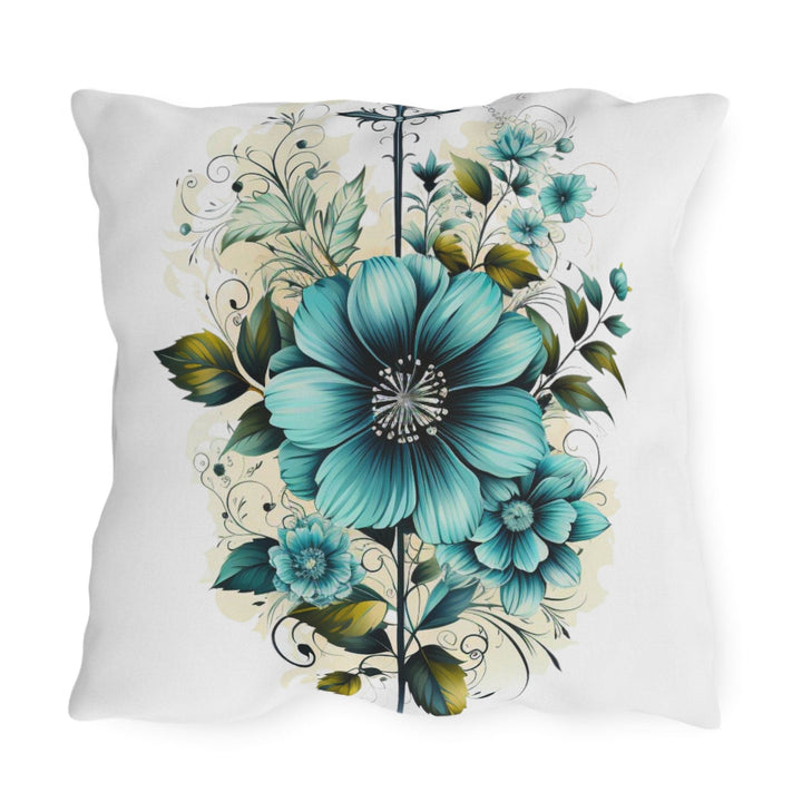 Decorative Indoor/outdoor Throw Pillow - Blue Green Floral Bouquet