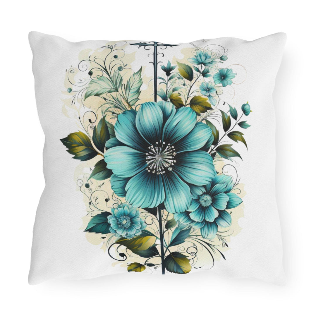 Decorative Indoor/outdoor Throw Pillow - Blue Green Floral Bouquet