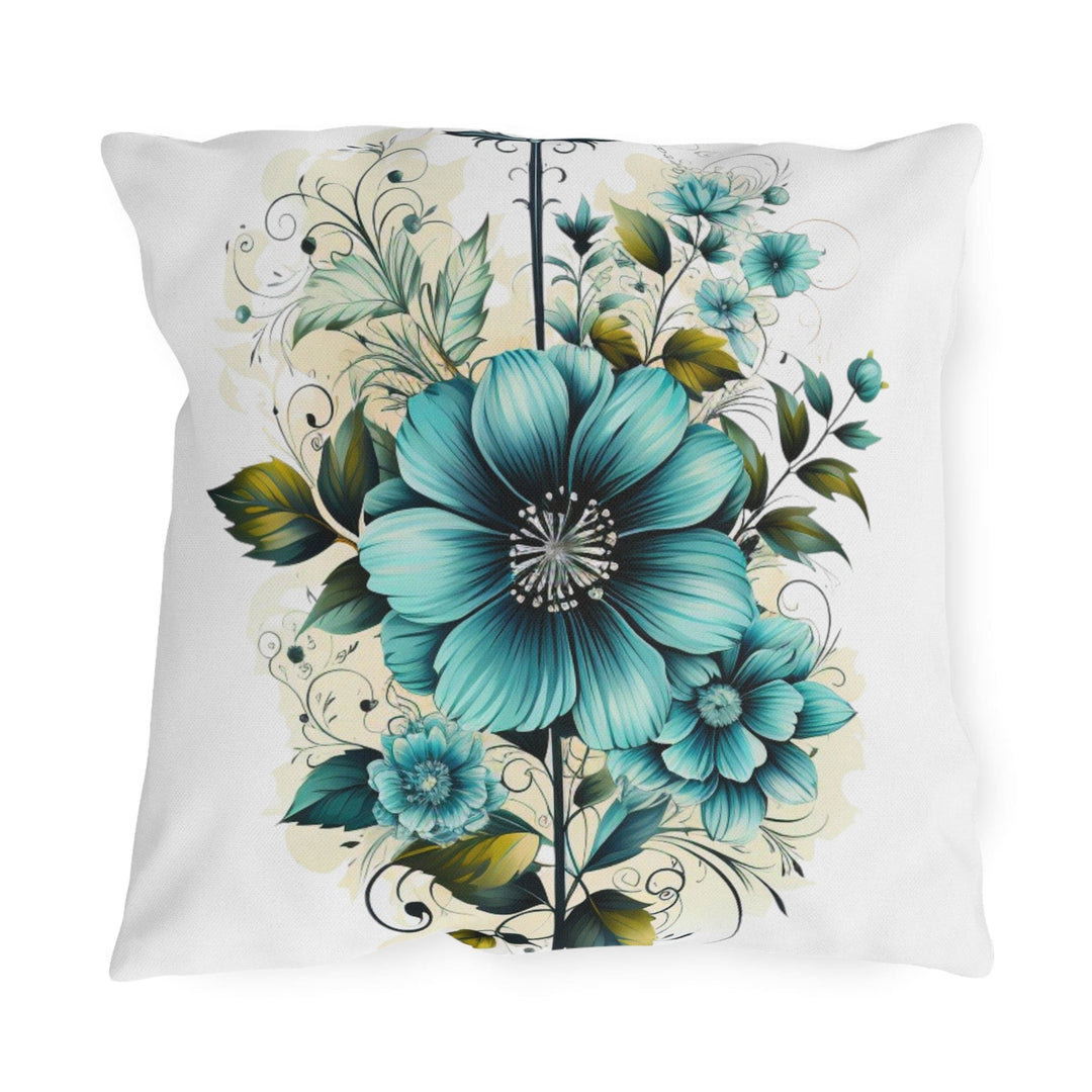 Decorative Indoor/outdoor Throw Pillow - Blue Green Floral Bouquet