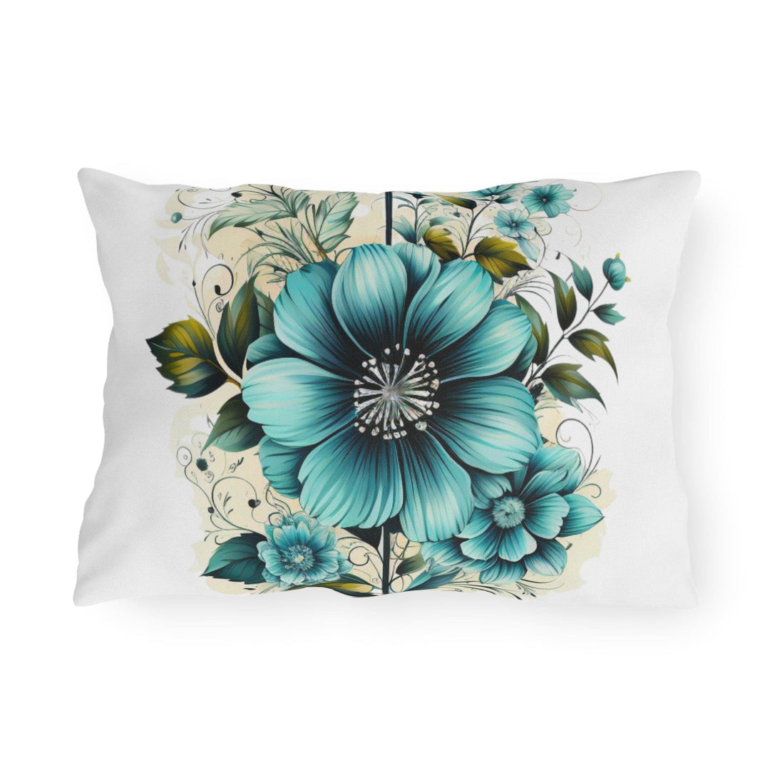 Decorative Indoor/outdoor Throw Pillow - Blue Green Floral Bouquet