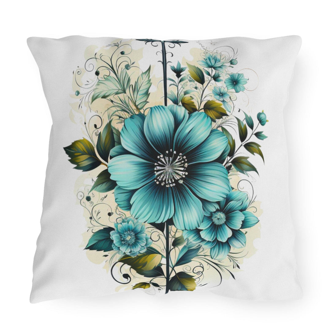 Decorative Indoor/outdoor Throw Pillow Blue Green Floral Bouquet - Decorative