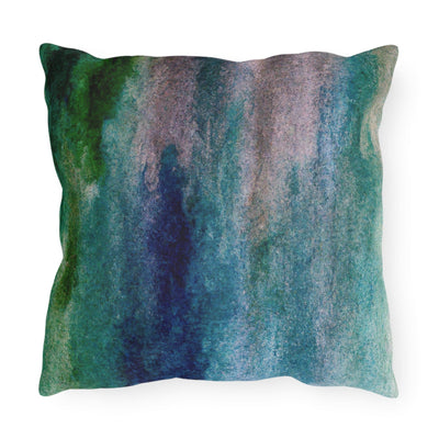 Decorative Outdoor Pillows With Zipper - Set Of 2 Blue Hue Watercolor Abstract